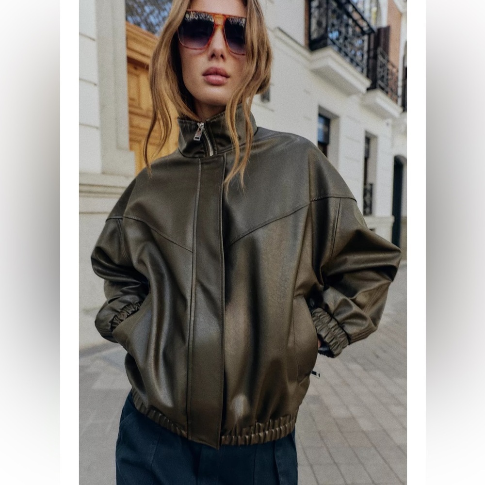 TREND NEW  ZARA FAUX LEATHER HIGH COLLAR BOMBER JACKET 
🚨FIRM PRICE NO DISCOUNT - Picture 4 of 16
